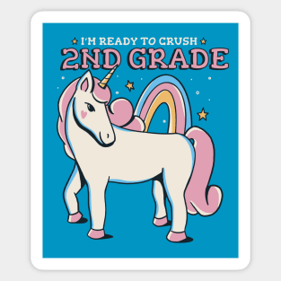 Ready to Crush 2nd Grade Cute Unicorn Back to School Second Grade Sticker